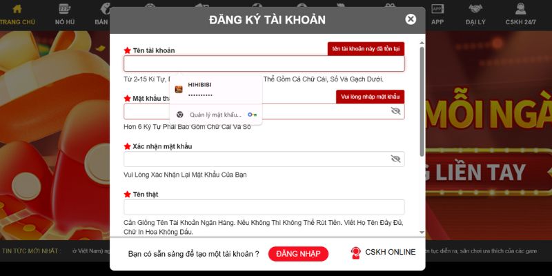 Thao tác nhanh chóng, cung cấp thông tin đầy đủ và bảo mật tài khoản ngay lập tức